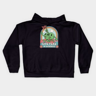 Give Peas A Chance Funny Retro Cartoon Style Pun Kids Hoodie